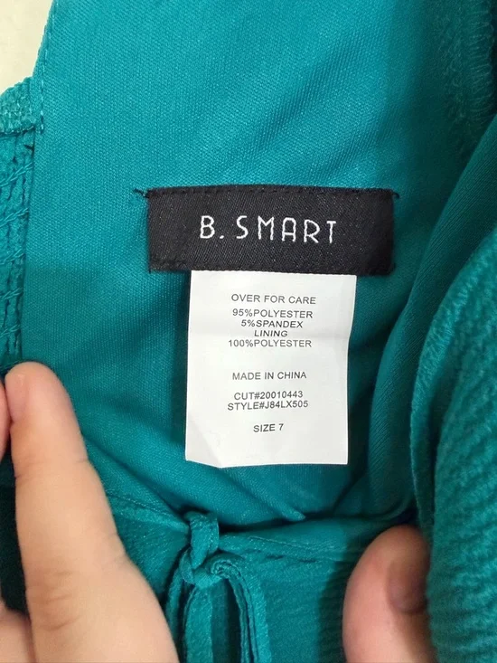 B. Smart Women’s Size 7 Teal Puff-Sleeve Tiered Mini Dress - Picture 10 of 12